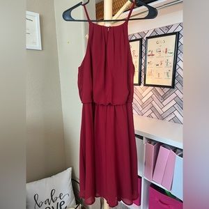 Blue Rain Halter-Style Flowy Red Dress Size Large